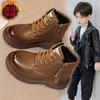 2025 Children's Martin Autumn and Winter Boys' Velvet New Girls' Short Boots Soft-soled Boots British Baby Leather Boots
