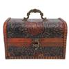 Vintage Wooden Jewelry Box Retro Treasure Chest Trinket Case with Handle Keepsake Decorative Box