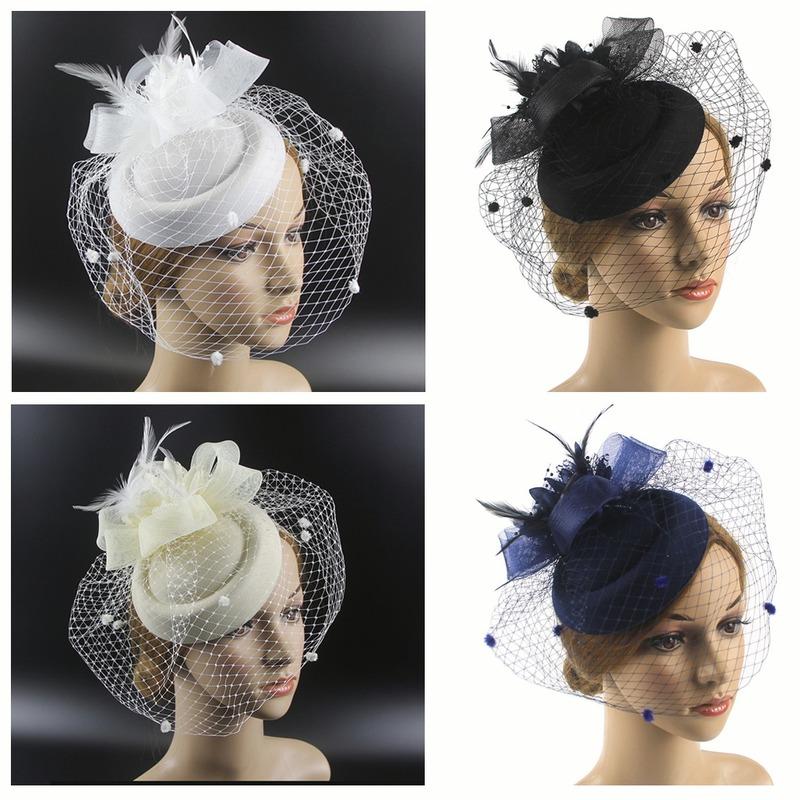 Retro Berets Headband Fascinator Wedding Ascot Hat Hatinator Birdcage Veil