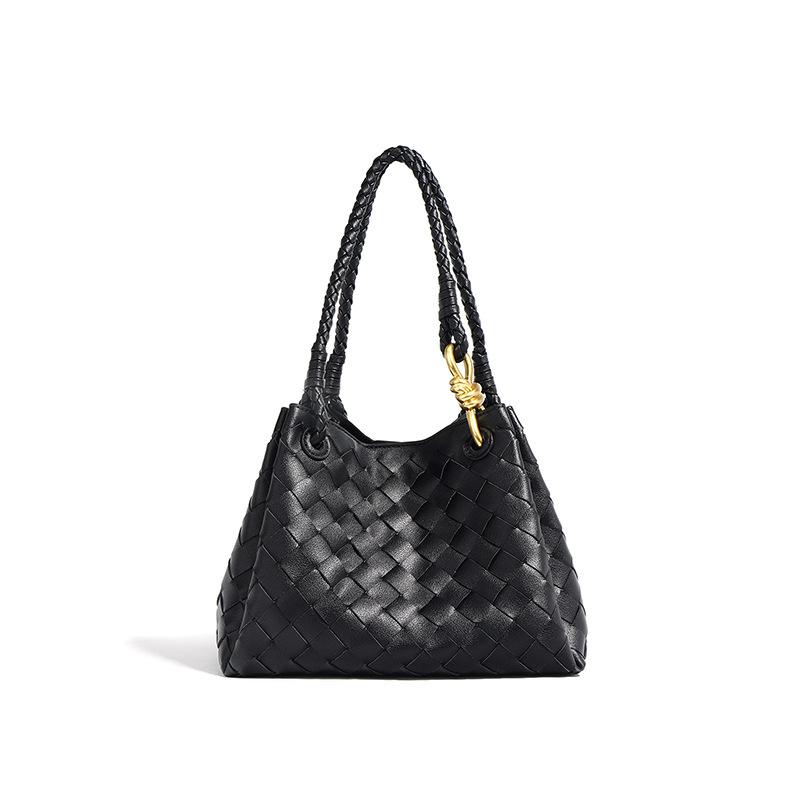 Сумка из натуральной кожи, первый слой коровьей кожи, креативное плетение, сумка-ведро, ретро, стиль old money, плетёная сумка-корзина для овощей, женская сумка