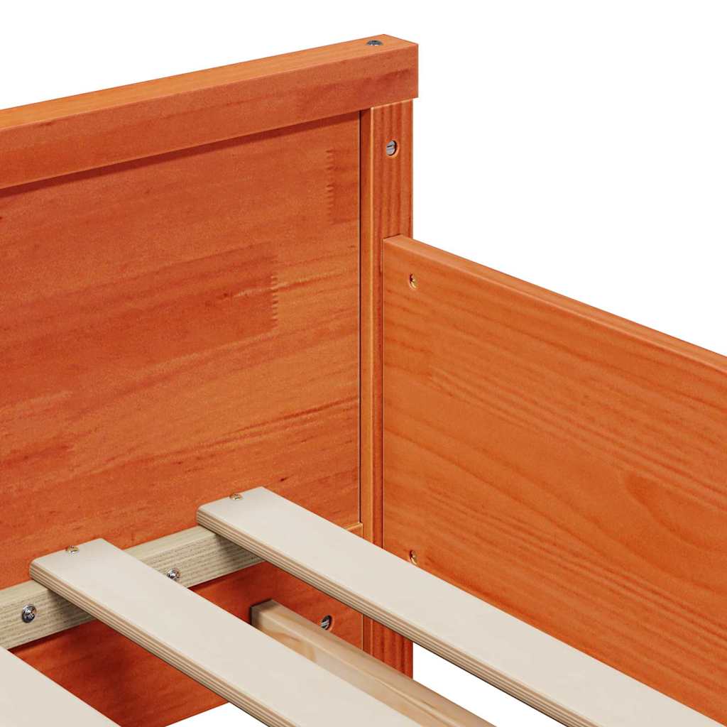 Bed Frame with Headboard Wax Brown 80 x 200 cm Wood Based Material