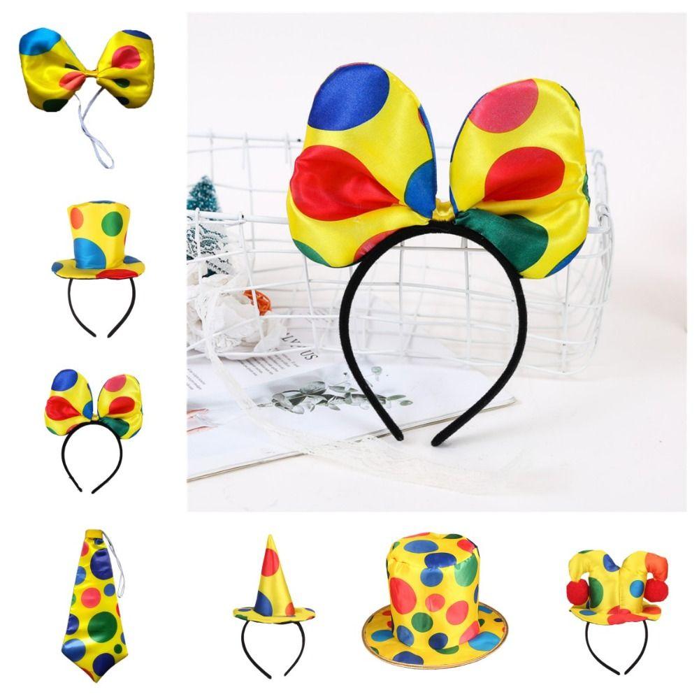 Cloth Headbands for Women Polka Dots Clown Hat Cosplay Props Clown Accessories Christmas