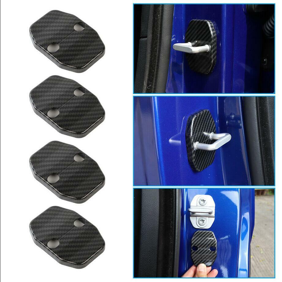 For Dodge Durango 11-21 Carbon Fiber Car Door Lock Cover Buckle Cap Trim Cover4*