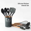 11 PCS Kitchen Utensils Set with Storage Bucket Wood Handle Silicone Cooking Wares Heat Kitchen Utensils  Gadgets Easy to Clean for Home Kitchens Res