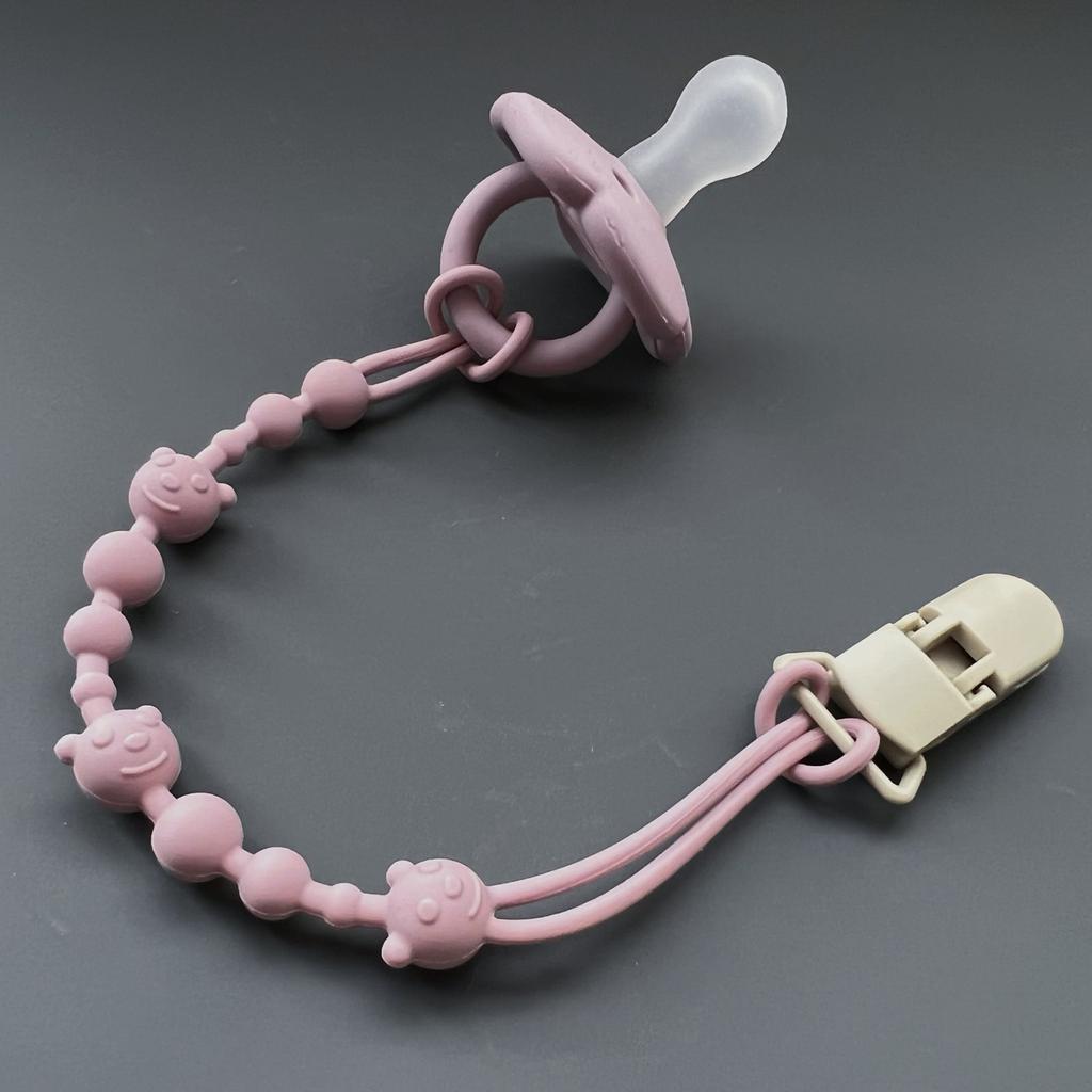 Practical Silicone Pacifier Chain Bear Pattern Pacifier Clip Food Grade Silicone Baby Pacifier Clip for Teething Infants