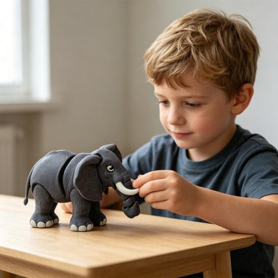 3D-печатная фигурка слона с подвижными суставами, имитация слона, животное для снятия стресса, игрушка-фиджет, украшение для дома, офиса, рабочего стола