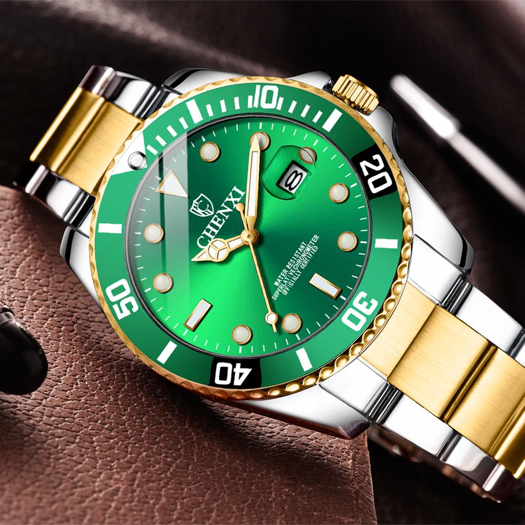 New TOP Brand Luxury Men's Watch With Box Self Winding Mens Watch Classic Green Water Automatic Men's Quartz Watches