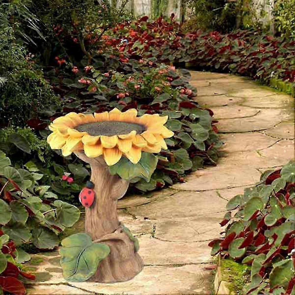 VogeltränkeSockel made of polyresin, sunflower gifts, handmade for garden, outdoor area, bird bath fountain, garden decoration 25-26s