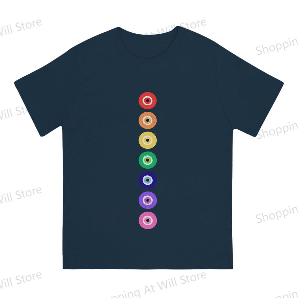 Tops  Cotton Fun Fashion Rainbow Evil Eye Unisexs and Womens Tshirts  Short sleeved fun print