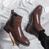 Мужские европейские ботинки челси с заклепками: Британский Business Casual и Корейский Стиль Кожаные Лосины для Ночного Клуба