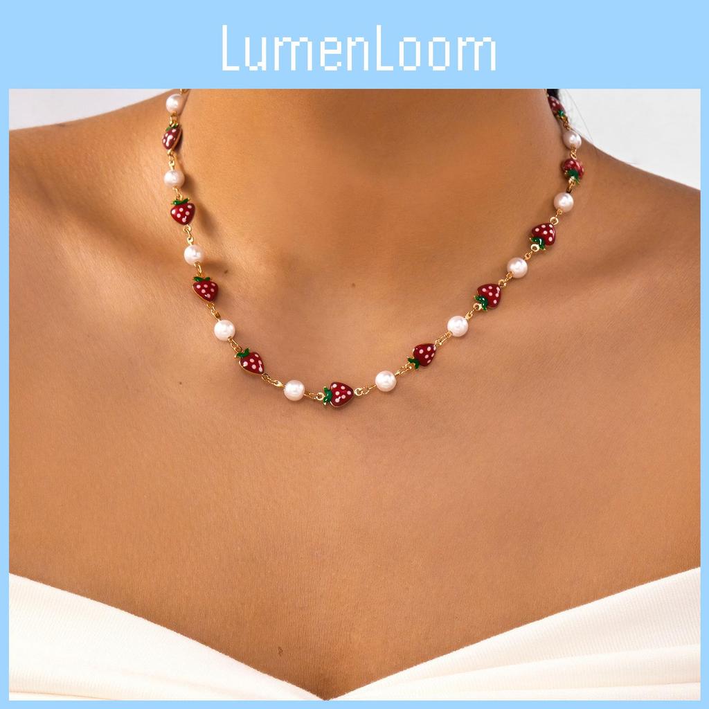 Летнее клубничное фруктовое ожерелье со сплавной цепочкой для повседневной женской моды