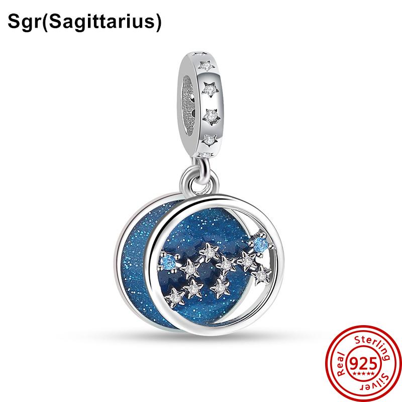 925 Серебро Голубые Глаза Бабочка Пингвин Кит Облако 12 Бусины Созвездия подходят Оригинальные Подвески Браслет DIY Женские Ювелирные Изделия