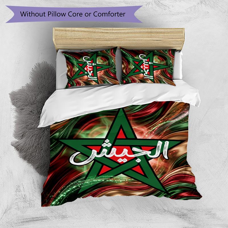 Morocco Football Printed Bedding 3 Piece Set Cozy Breathable Bed Cover Set as Housewarming Holiday Gift
