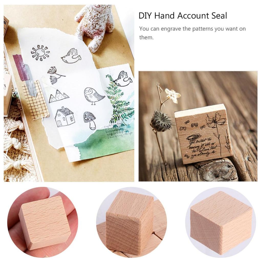 Operitacx 20-Piece Set of 1.18-Inch Square Blank Hardwood Stamping Blocks for Scrapbooking and DIY Crafts