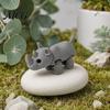 Mini Animal Sculpture 3D Printed Knitted Rhinoceros Figurine, Fidget Toy with One-piece Molded Rhino Figurine Movable Joints, Wild Collectible Figure