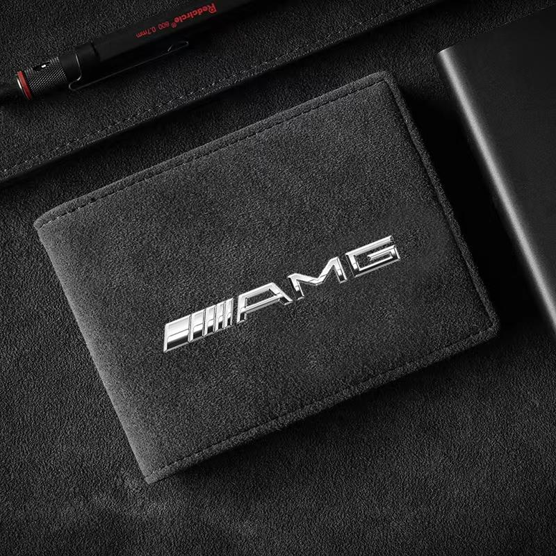 1Pcs Car Emblem Driver License Cover ID Credit Card Holder For Mercedes Benz AMG W212 W205 W246 W177 W176 W213 GLC GLE GLS ML Welcome Laser Lamp