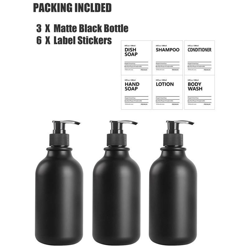 500 мл матовый черный флакон лосьона многоразового использования шампунь кондиционер гель для тела контейнер с этикеткой/стойка/поднос для ванной кухни