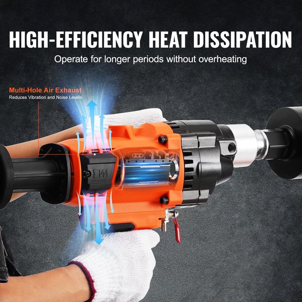 Core Drill Machine 0.8-7.1in Dia 2600W Handheld Core Drill Rig for Mixing