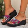 Модные женские тапочки-клинья, летние модные тапочки с принтом, уличные сандалии на платформе для пляжа, большие размеры, шлепанцы для женщин, zapatos de mujer