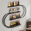 Wall-Mount Bar Liquor Bottle Display Shelf with LED Light Wine Glass Storage Bracket for Home Bar Dining Room Decorative