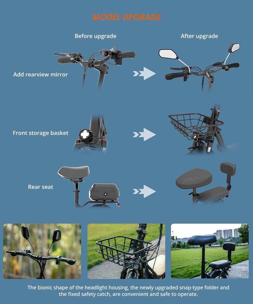 Складной электрический скутер с большой батареей 48 В 26 Ач, 14-дюймовыми толстыми шинами и сиденьем, максимальный запас хода 100 км, максимальная скорость 45 км/ч, пиковая мощность 800 Вт