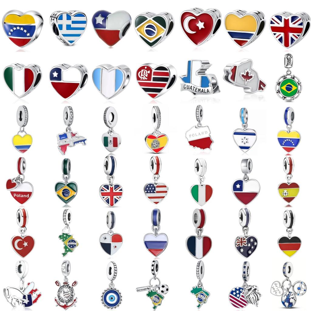 Новый медный кулон с флагом Испании, Великобритании, Франции, России, Бразилии, Аргентины, Перу, Сальвадора, подходит для оригинальных браслетов, сделай сам ювелирные изделия