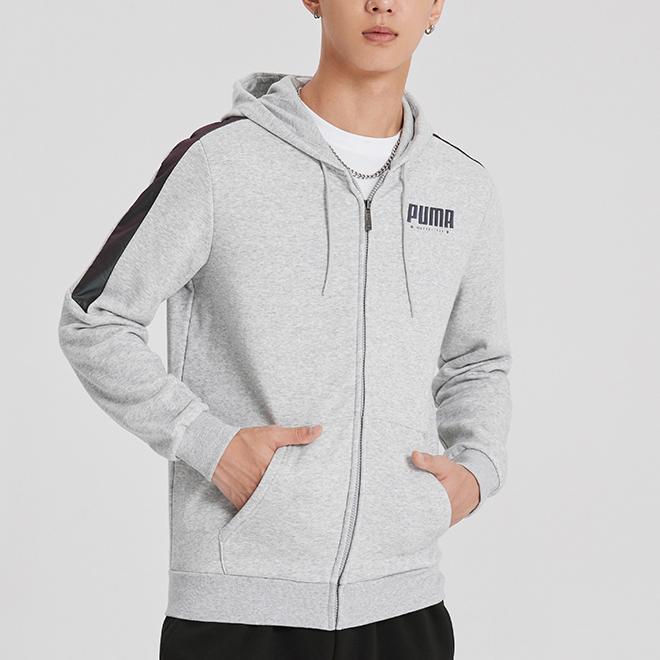 Puma Сплошная цветная куртка с капюшоном и принтом логотипа на шнурке Мужская верхняя одежда Серый 848241-04