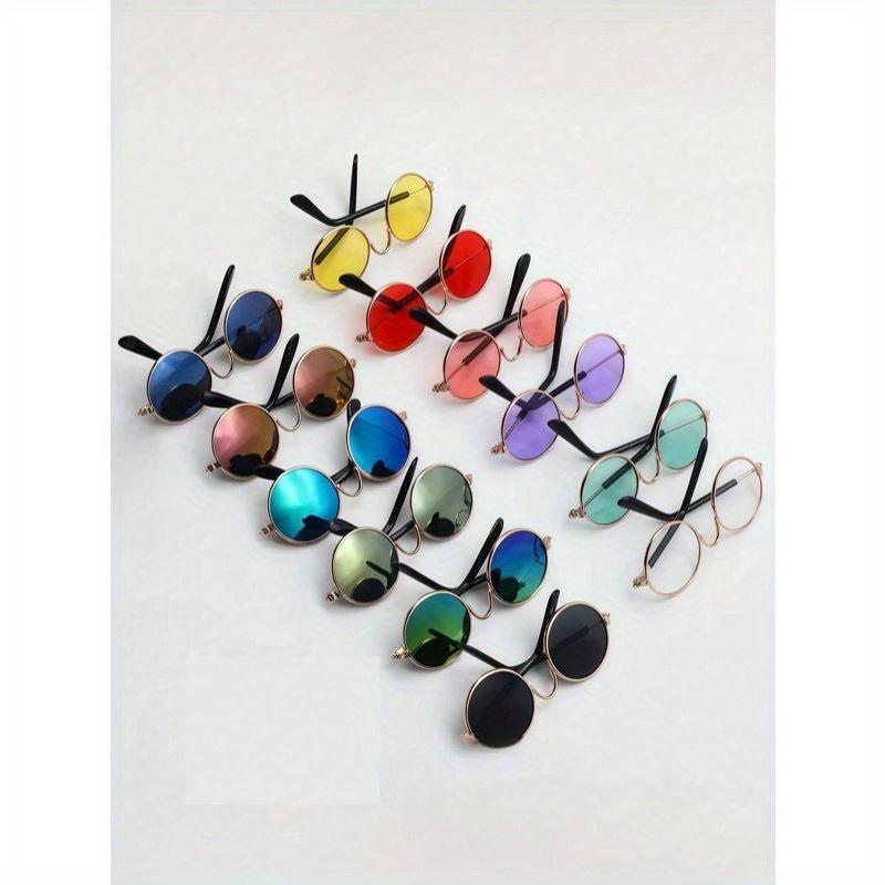 Солнцезащитные очки для питомцев + Набор противоскользящих ремешков, Модные и креативные аксессуары для питомцев, Универсальные разноцветные очки для питомцев, Костюм для питомца на праздник и день рождения