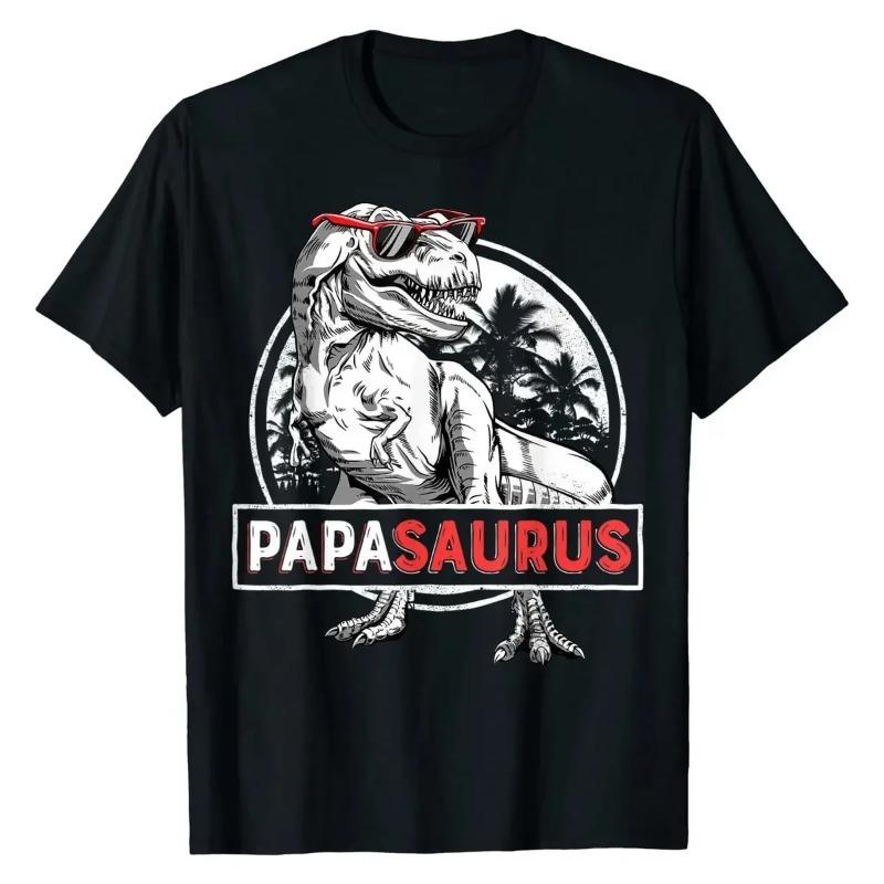 Футболка Papasaurus T Rex Papa Saurus Dinosaur Men Dad Daddy Classic Cotton Boy Tops & Tees Crazy Faddish Streetwear T-Shirts Men's