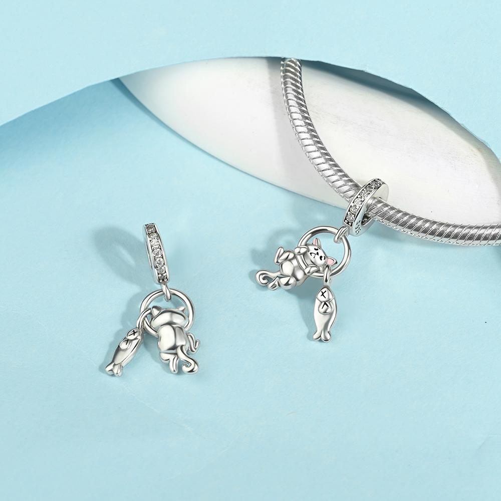 New Charms 925 Silver Cat Dog Flamingo Chameleon Axolotl Animal Beads Fit Bracelet Necklace Women DIY Jewelry