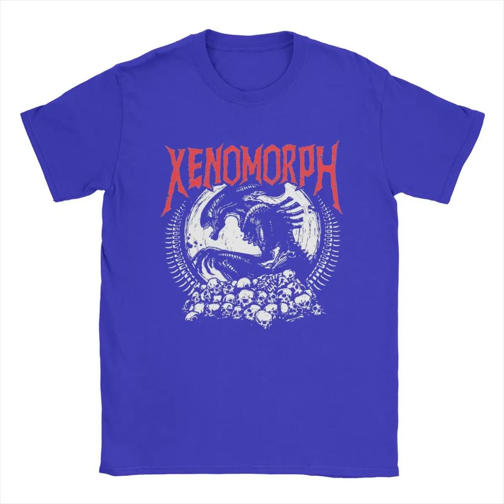 Мужская футболка Death Metal Xenomorph Alien Movie Amazing 100% Cotton Футболка с коротким рукавом Футболка с круглым вырезом Одежда Лето