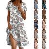 Платье в стиле бохо с коротким рукавом для женщин, повседневное, свободного кроя, летнее, сарафан с цветочным принтом и карманами