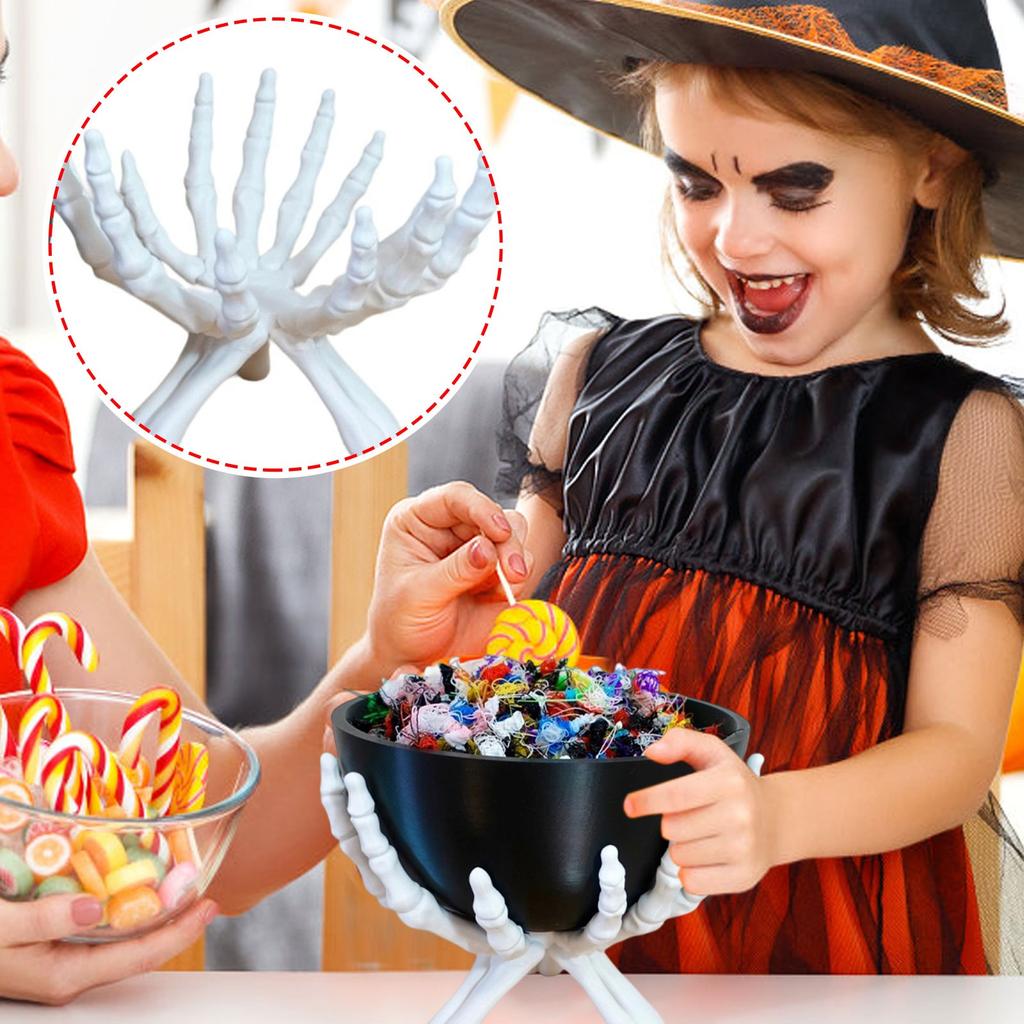 Подставка-чаша в виде скелета руки - Готическая Хэллоуинская конфетница, декорации или подставка для мелочей - Съемная чаша - 3D печать