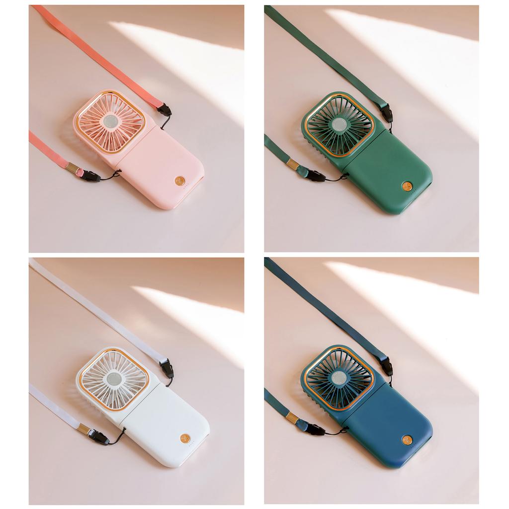 Necklace Fan Mini Wearable Fans Foldable Hanging Fan USB Rechargeable 3 Speed Fan with Phone Holder
