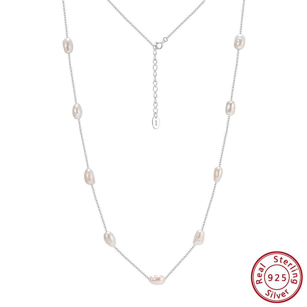 ORSA JEWELS 14-каратное золото 925 пробы Стерлинговое серебро Жемчужный чокер с 7-8 мм Ручной работы Барочный жемчуг Тонкая цепочка для женщин GPN97