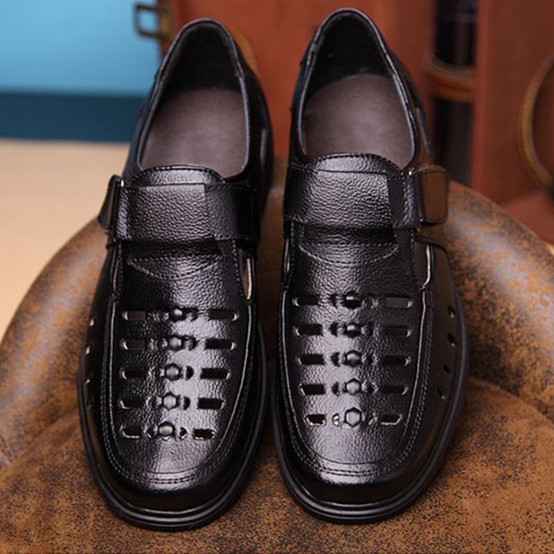 Летняя обувь. Мужские сандалии из коровьей кожи. Повседневная обувь. Брендовые мужские сандалии. Нескользящие черные, коричневые K172.