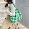 New Shoulder Portable Large-capacity Canvas Bag Summer Women's Bag Simple Checkerboard College Style Shopping Bag