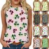 Женская майка для девочек, повседневная майка с цветочным принтом, майки для женщин, свободный крой, топы без рукавов, струящиеся, St. Патрика