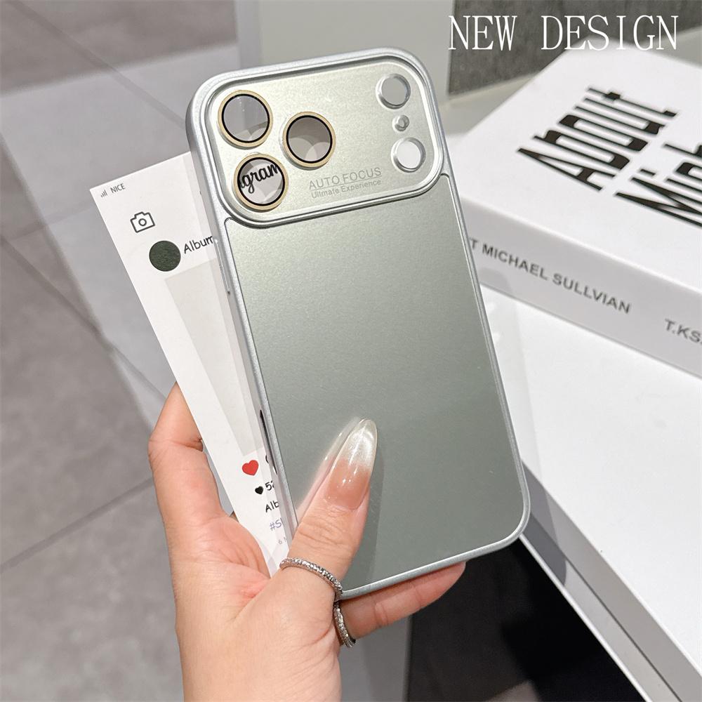 Glossy Icy Simple Slim Glass Mobile Phone Case for iPhone 17 Pro Max 16 15 14 13 Matte Frame Full Camera Lens Protection Cover