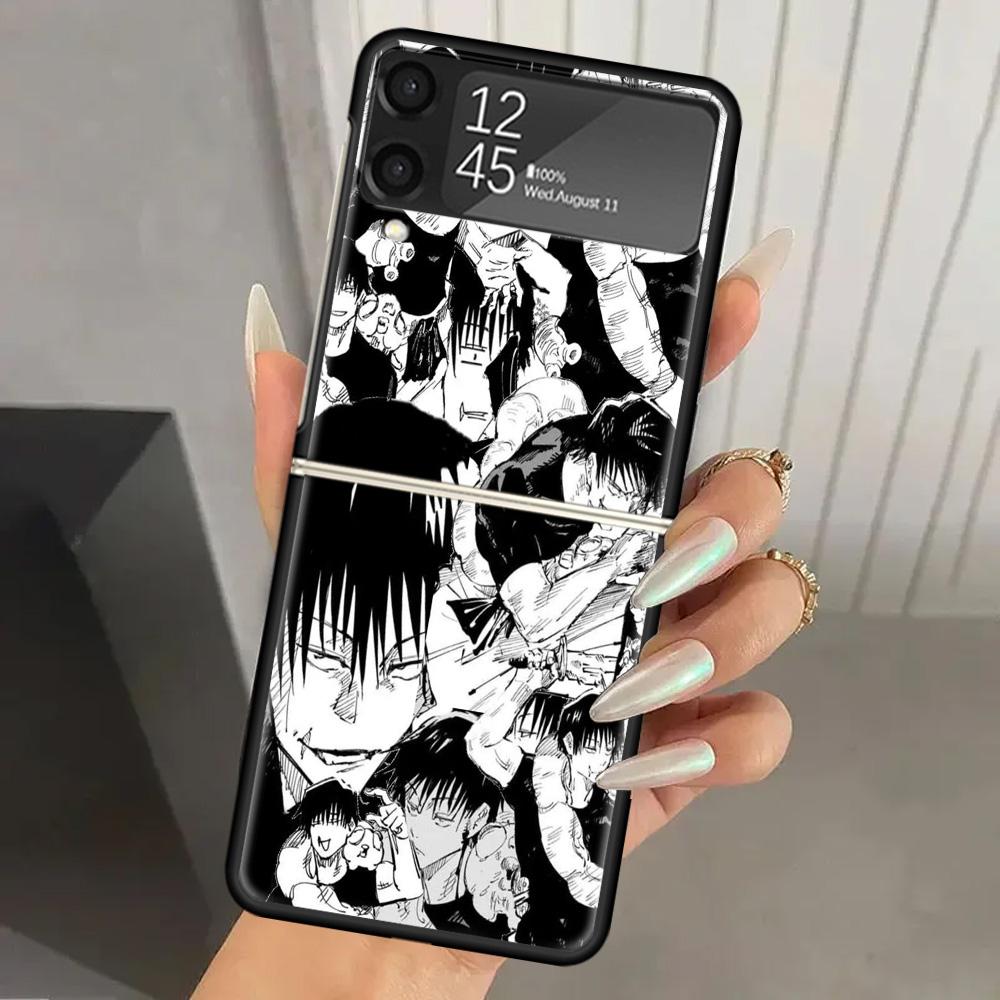 Чехол для телефона Jujutsus Fushiguro Toji из жесткого ПК для Samsung Galaxy Z Flip 7 6 5 4 3 Черный ZFlip7 ZFlip6 Flip5 Flip4 Flip3 5G Печать Co