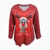 Christmas Snowman Print Women Tshirts Ladies Tops Long Sleeve V-neck Pullover Femme T-shirts T Shirt For Women