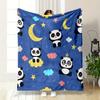 Cute Pandas and Moon Sky Pattern Patterned blanket, flannel, suitable for all seasons, home decor, warm and cozy