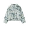 Womens Oversized Stand Collar Cotton Puffer Jacket With Tie-Dye Print Streetwear Chic Outerwear