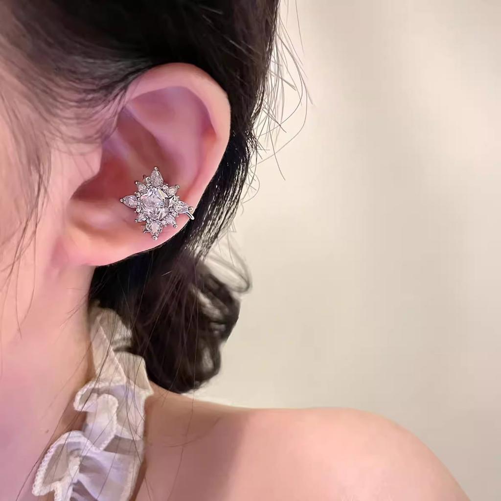 Серьги-клипсы Zircon Star Модные стразы Геометрическая манжета для уха Стильные аксессуары для ушей для любителей моды