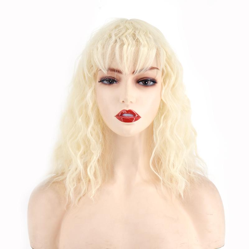 MERISIHAIR Женские короткие наращивание волос кукурузной волны с челкой, вьющийся парик из высокотемпературного волокна, подходит для косплея, вечеринки, повседневного использования
