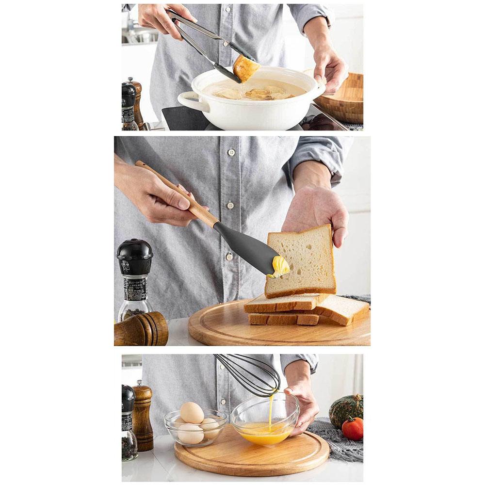 Черный силиконовый набор кухонных принадлежностей, кухонные принадлежности, термостойкие кухонные принадлежности с антипригарным покрытием, кухонные принадлежности для выпечки с коробкой для хранения