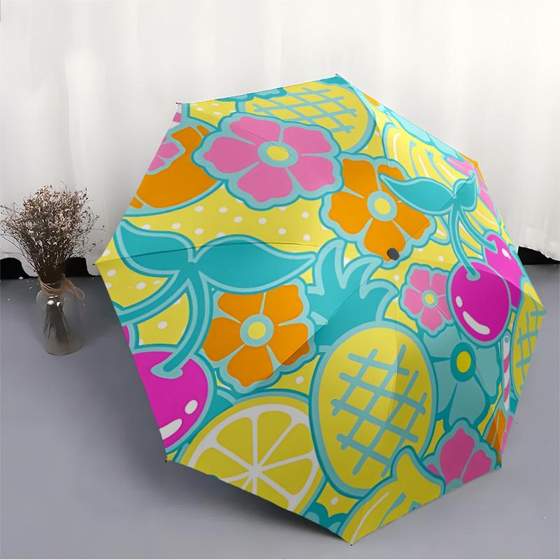1pc Fruit Pattern Automatic Folding Umbrella - 8-Rib Automatic Open/Close, Portable Collapsible Compact Umbrella yy251218044