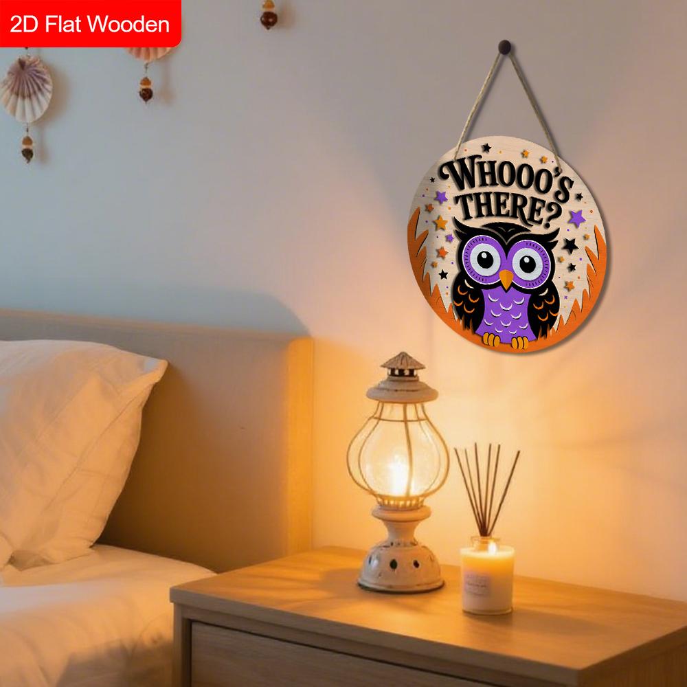 Funny Wooden Sign with Adorable Owls Pattern, Unique Decorative Plaques & Signs for Front Door, Wall Hanging Decor, Ideal Gift for Friend & Family