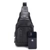 Genuine Leather Men's USB Charging Chest Bag - Business Casual Single Shoulder Messenger Bag