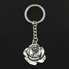 Fashion 30mm Key Ring Metal Key Chain Keychain Jewelry Antique Bronze Silver Color Plated Rose Flower 36x33mm Pendant